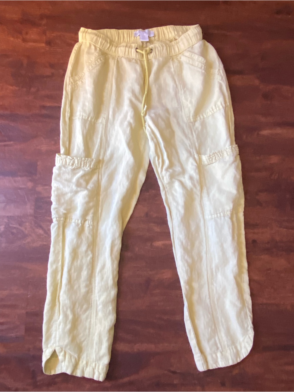 Women’s Yellow linen Drawstring ankle Pants!!